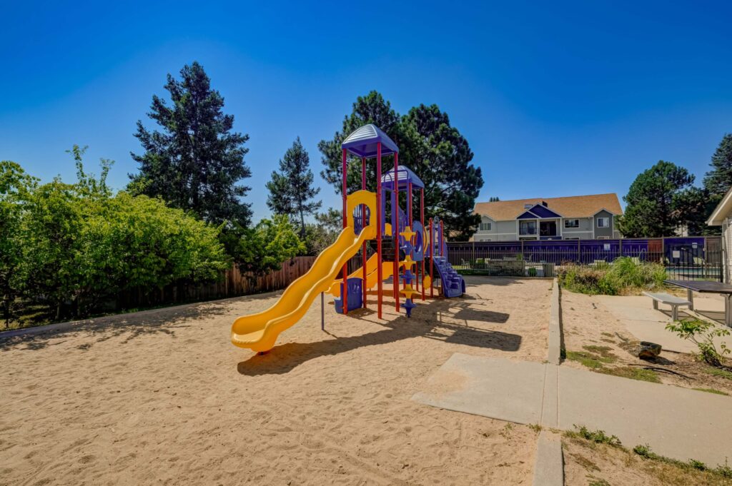 Playground with climbing and slides